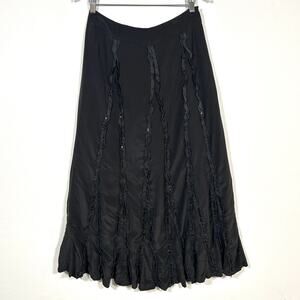 Vintage 90’s Chico’s 100% Silk Black Maxi Skirt Boho Chic Whimsigoth 12/14 L